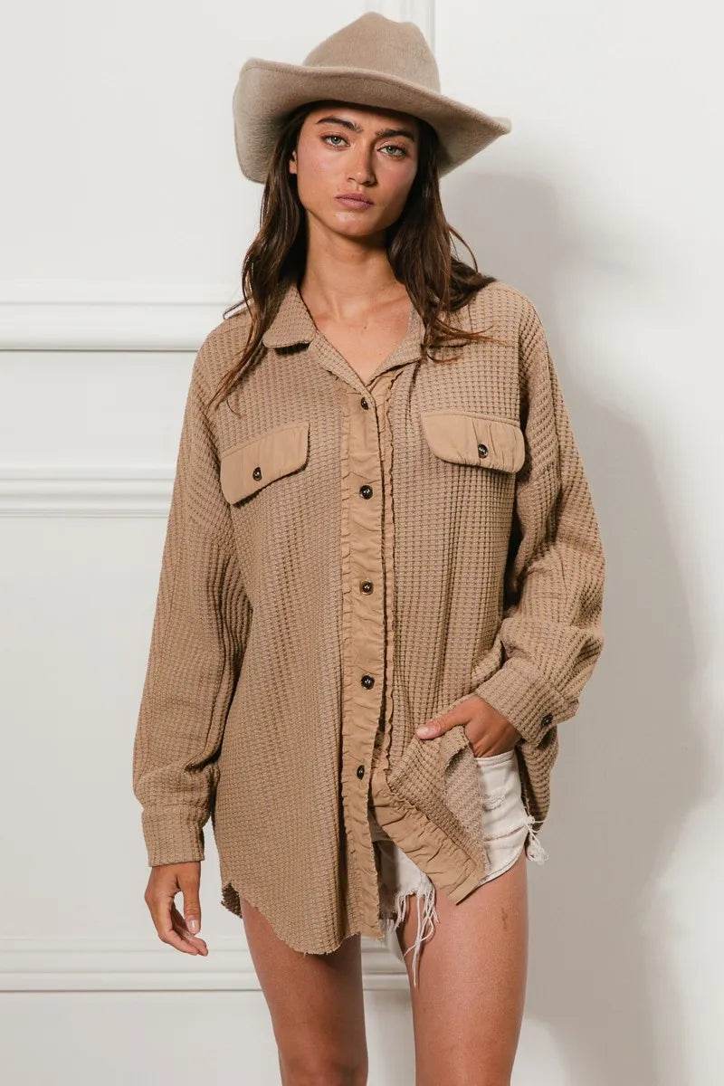 BiBi Heavy Waffle Oversized Shacket