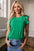 Nellie Embroidered Ruffled Sleeve Slim Fit Crew Neck Top
