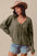 SO ME Frayed Cut Mineral Washed Deep V Neck Waffle Top