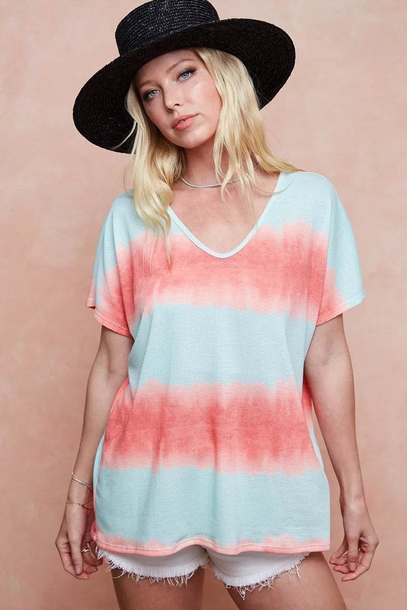 BiBi Tiedye Printed Hacci Knit Top