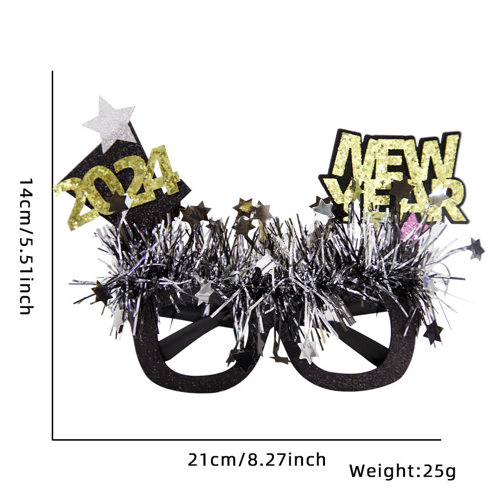 2024 New Year Party Funny Holiday Decorative Glasses Photo Props Glasses Frame