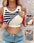 Slim Striped Vest With Bralette Ins Fashion Round Neck Sleeveless Tank Tops For Women Clothing