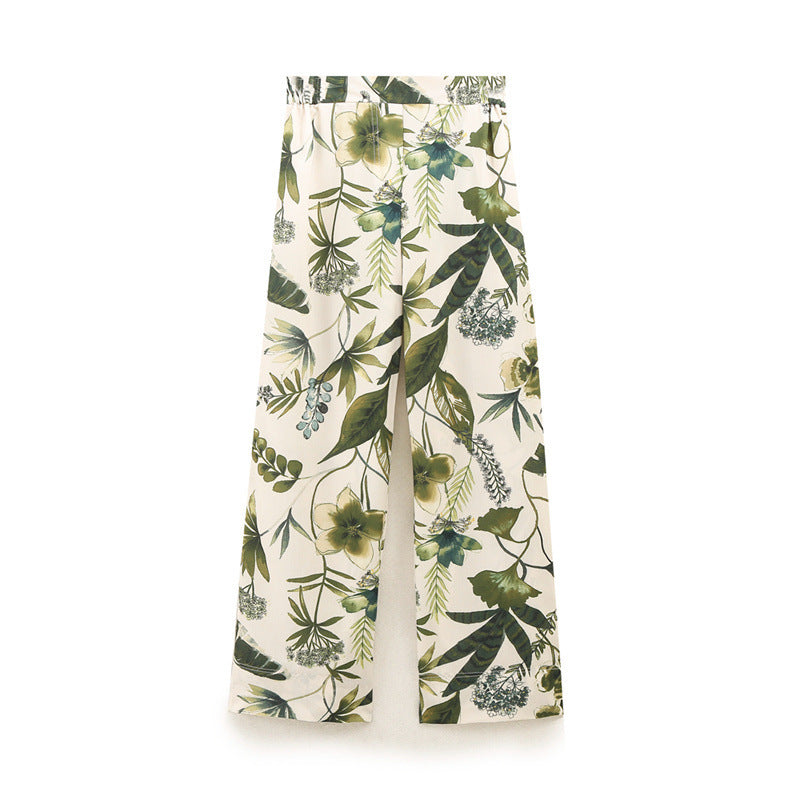 Casual Print Top Printing Straight-leg Pants