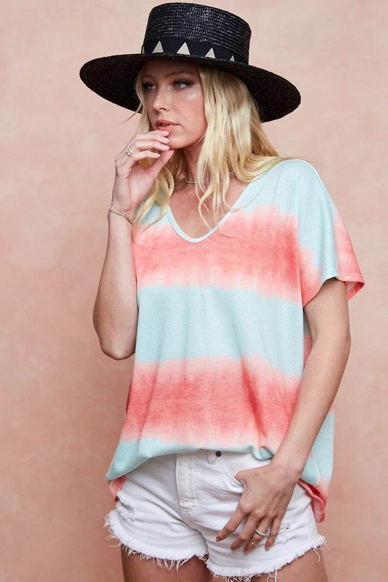 BiBi Tiedye Printed Hacci Knit Top