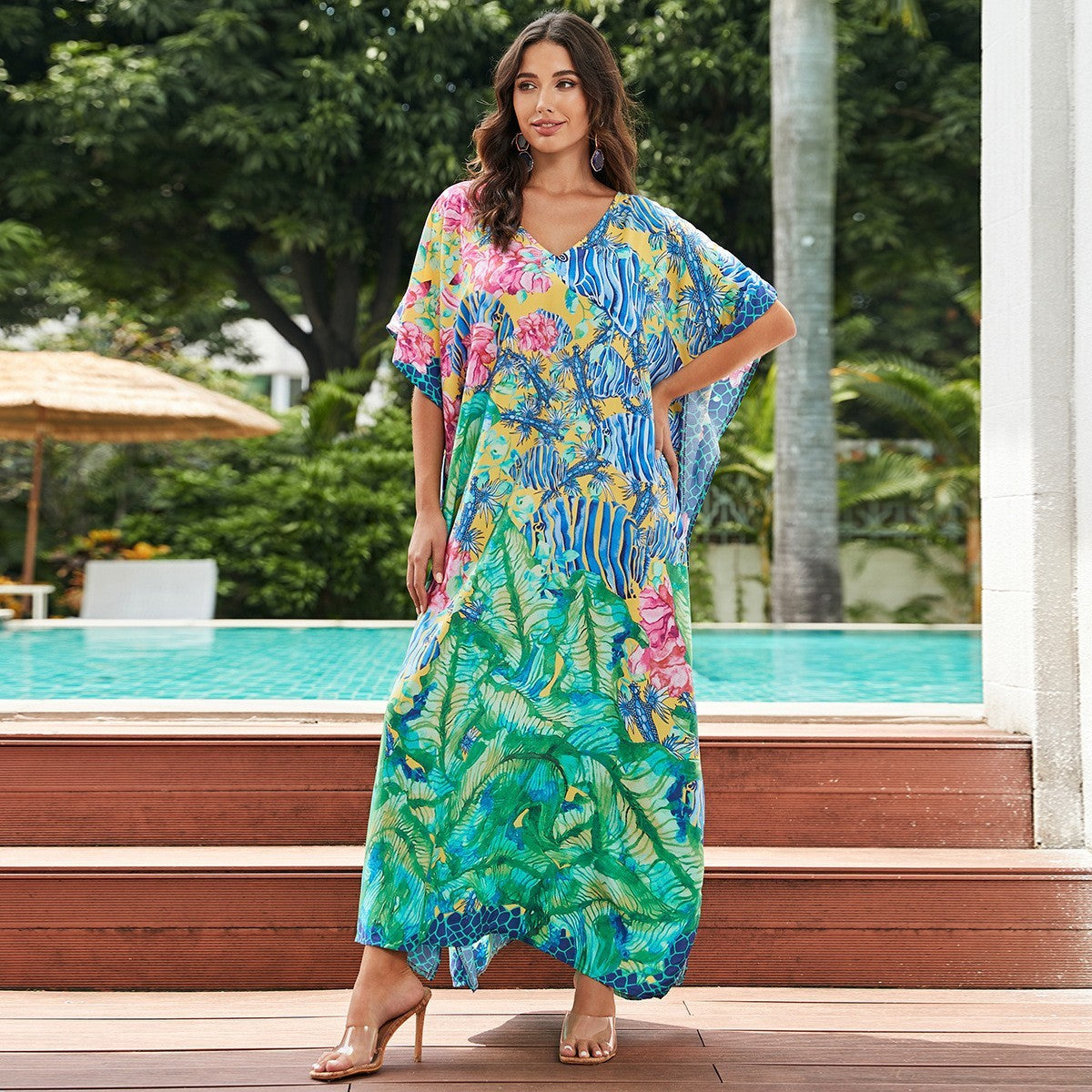 Plus Size Robe Blouse Beach Bikini Vacation Coat Dress Women