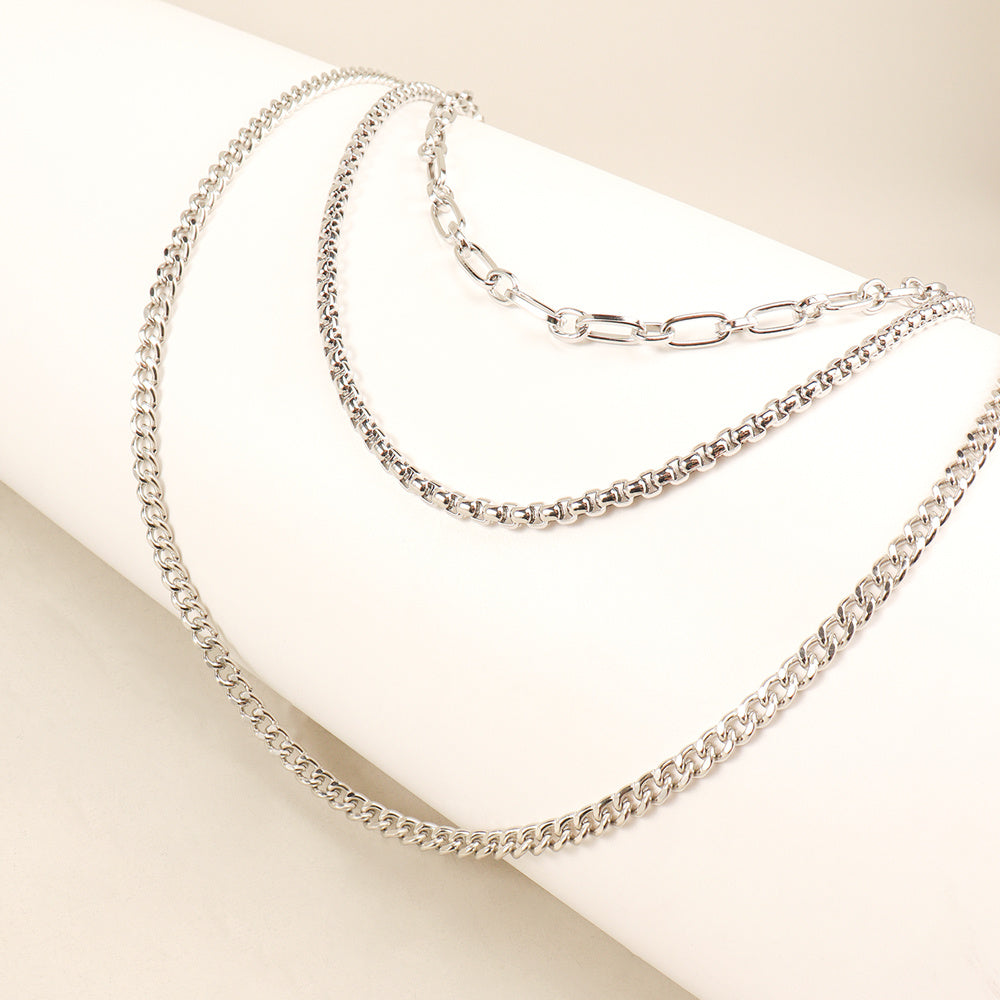 New European And American Style Pants Chain Men And Women Three-layer Silver Personality Chain With Jeans Punk Hip Hop Accessories