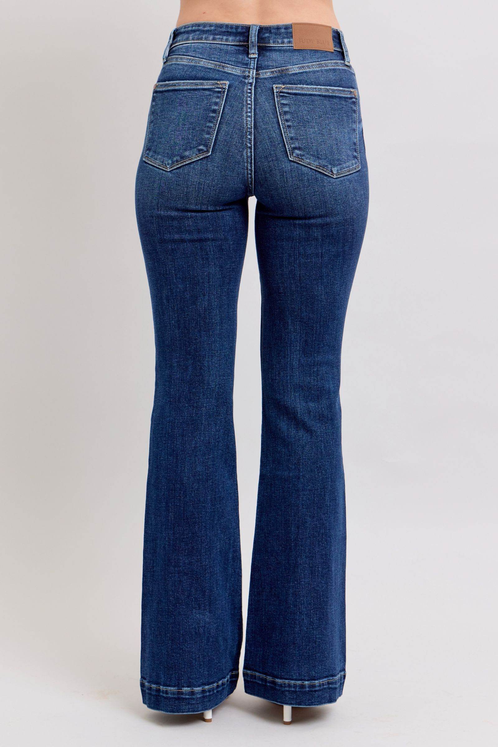 Judy Blue Full Size High Rise Flare Jeans with Pockets Plus Size
