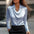Women's Elegant Long Sleeve Blouse - Solid Color Lapel Top With Ruched Chest Detail Office & Casual Wear For Spring Fall