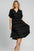 Umgee Full Size Swiss Dot Jacquard Tiered Midi Dress Plus Size
