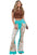 Rodeo Bell Bottom Turquoise/Brown- Inseam 34