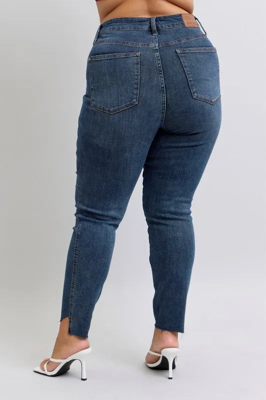 Judy Blue Full Size High Waist Tummy Control Step Hem Skinny Jeans Plus Size