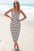 Denver Striped Print Sleeveless Buttoned Maxi Dress