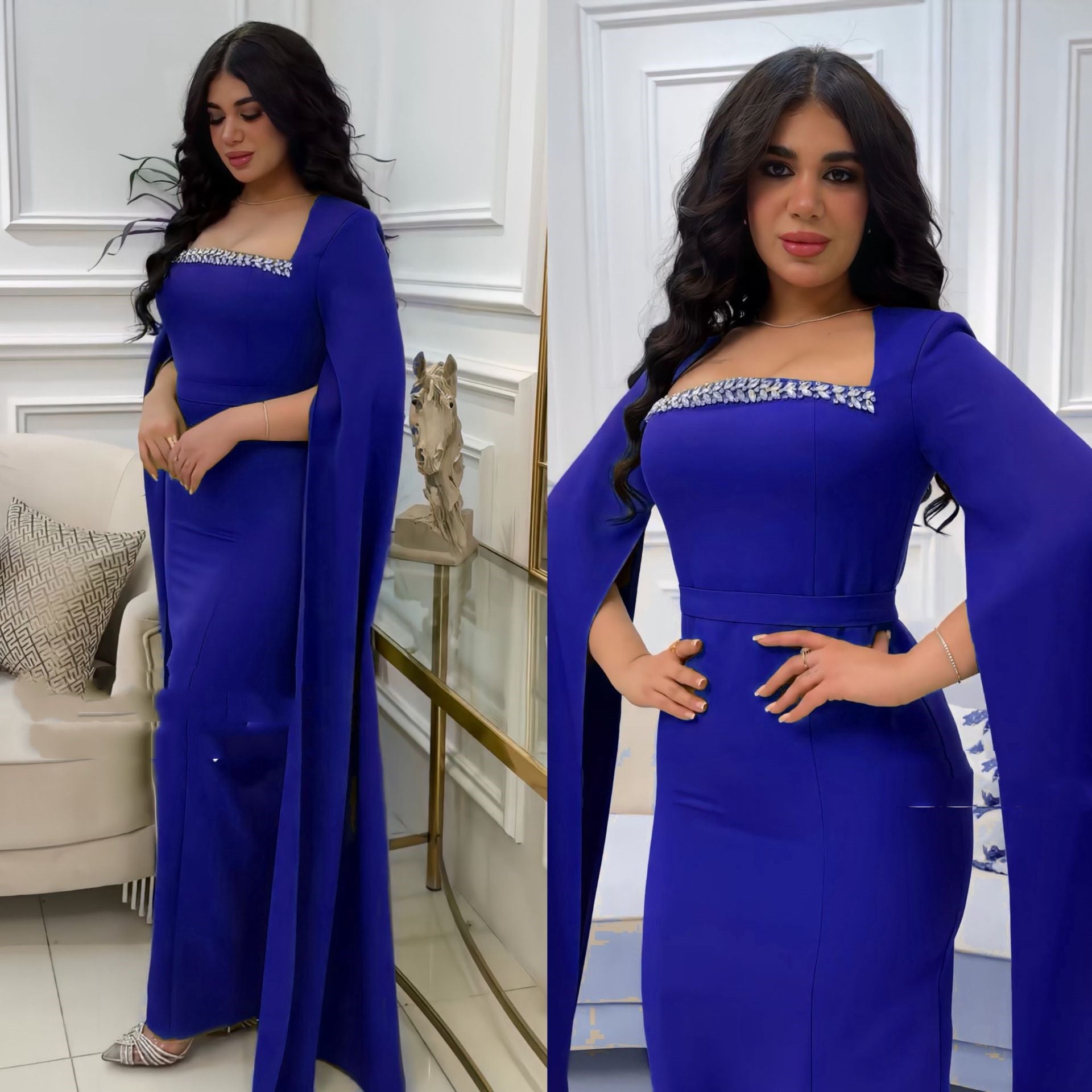 Female Muslim Fashion Embroidery Drawstring Dress