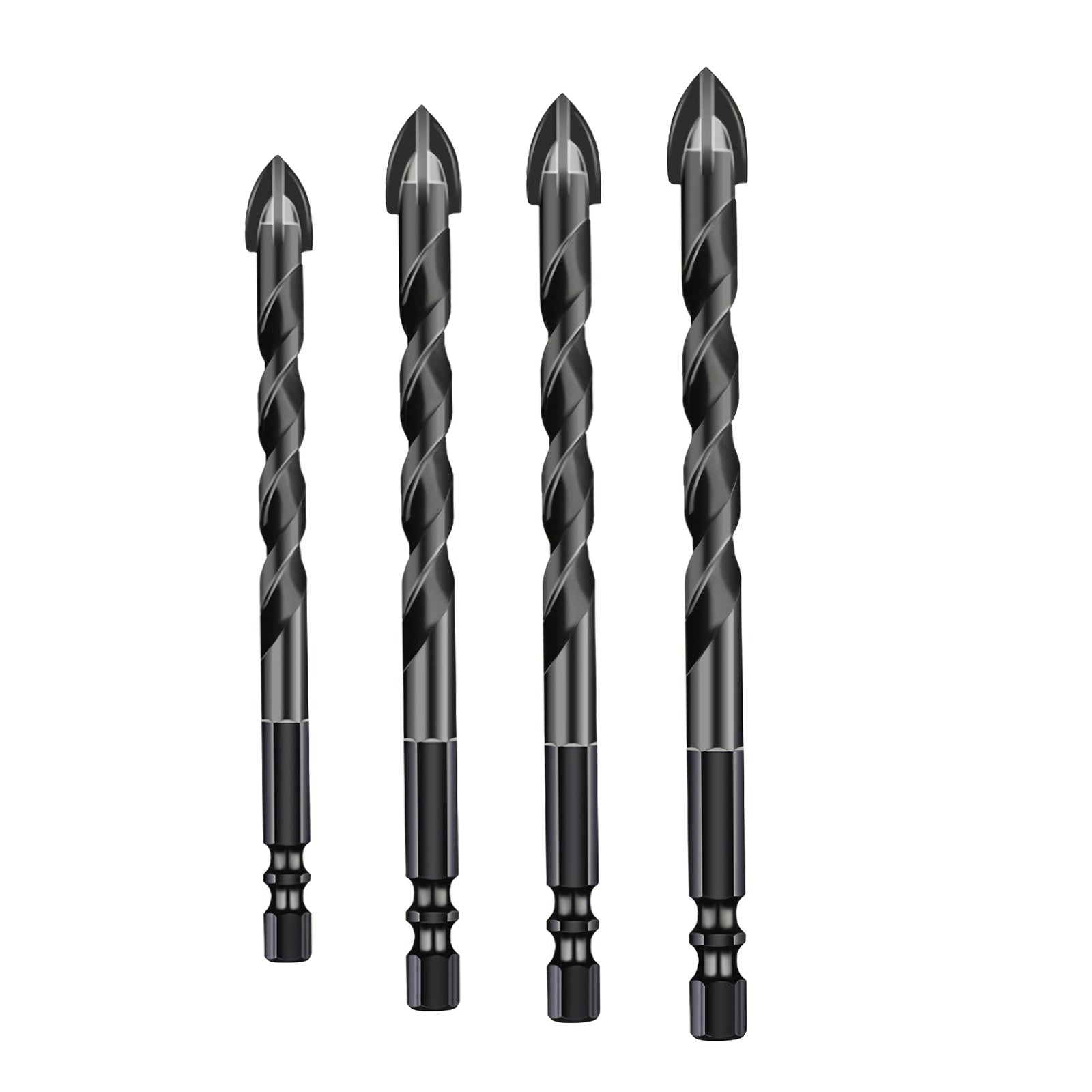 4PCS Drill Set Hex Tile Drill Bit Glass Ceramic Bric Hex Shank Cross Spear Head