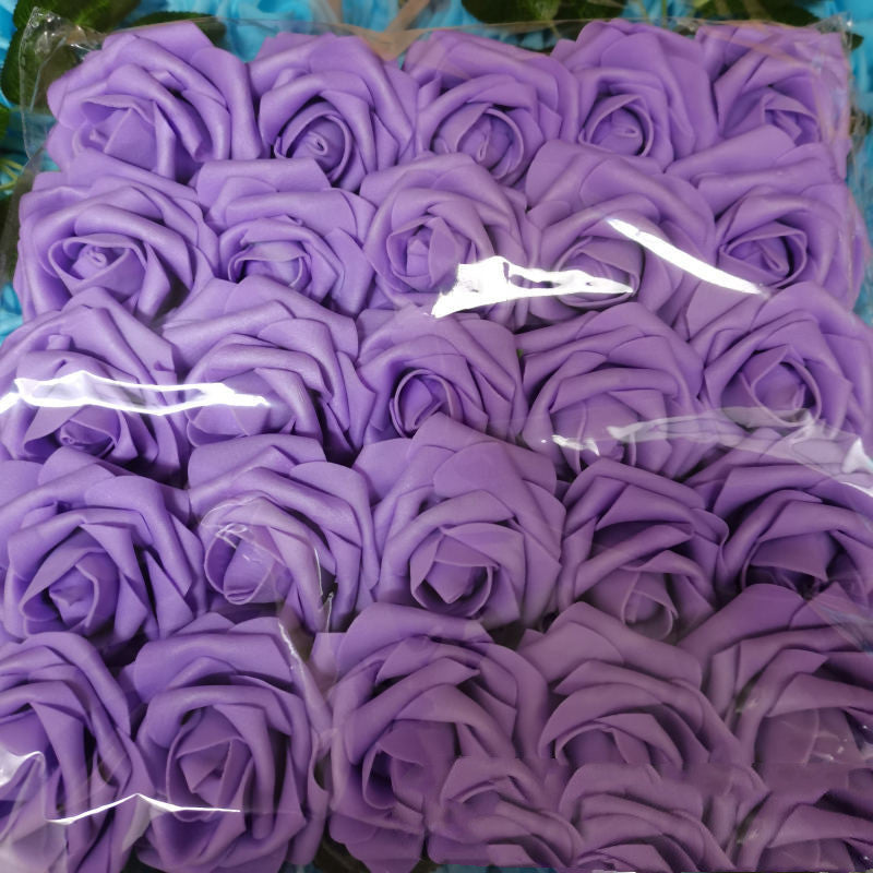 Foam Pe Rose Fake Flower With Rod And Leaf 25 Wedding Decoration Flowers Valentine's Day Gift