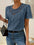 Lace Stitching Hollow Round Neck Solid Color Short Sleeve
