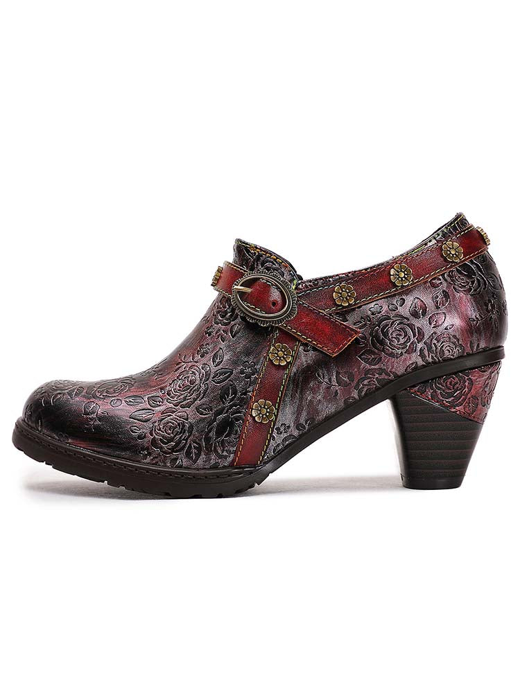 Adalee Retro Floral Embossed Shoes