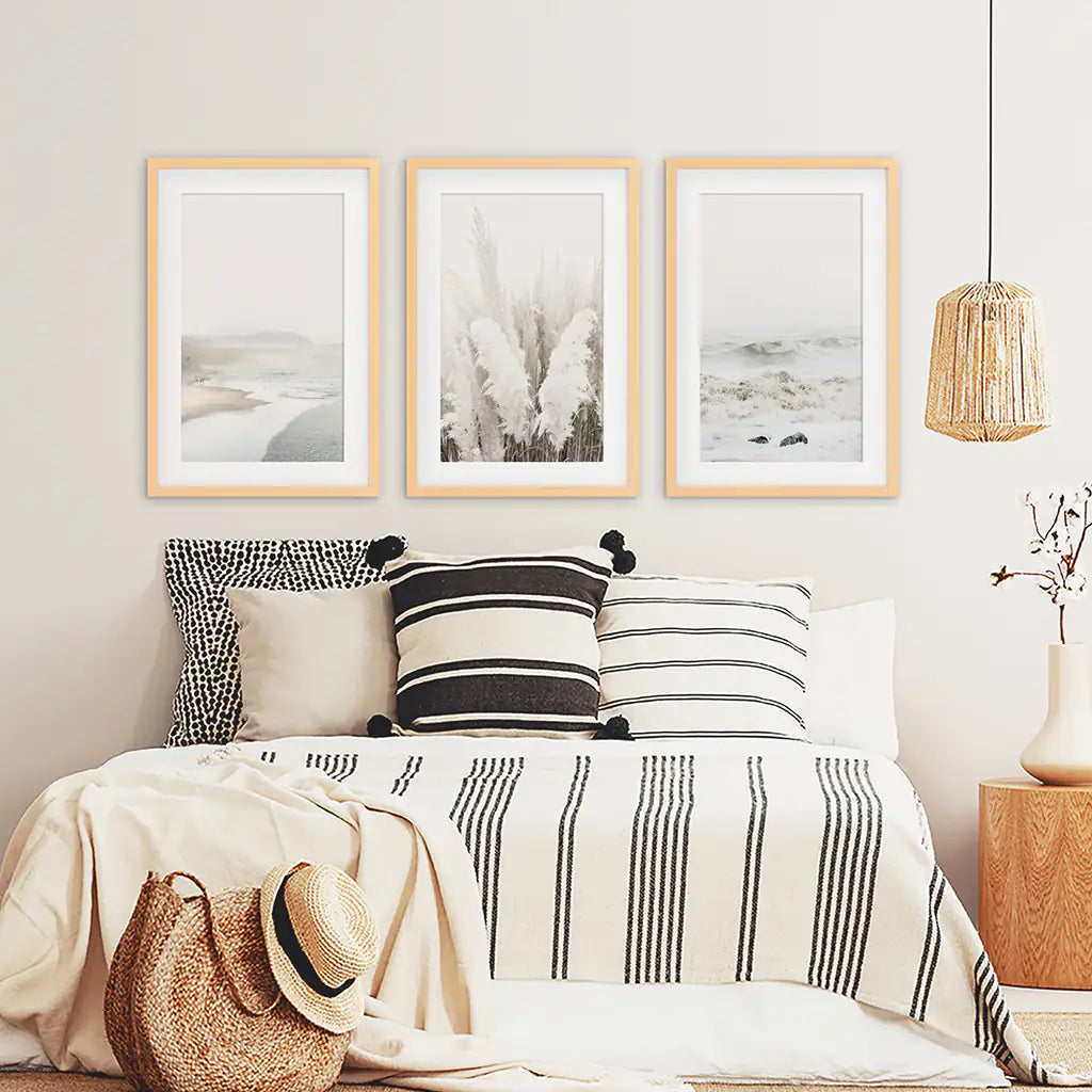 Beige Boho Beach Wall Art. Set of 3 Prints
