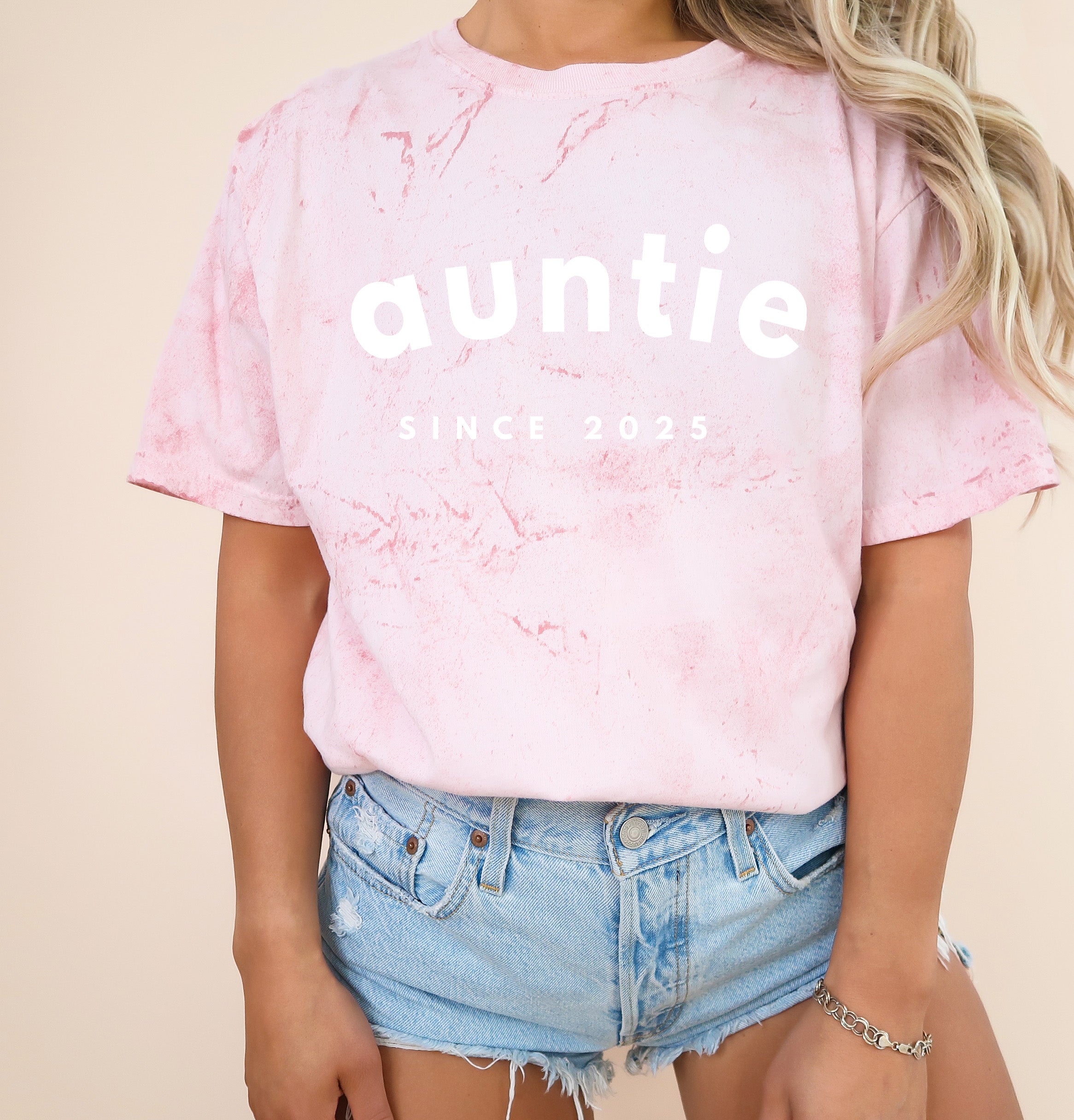 Aunt Personalized Est Year Comfort Colors Graphic Tees (Sportan Font)