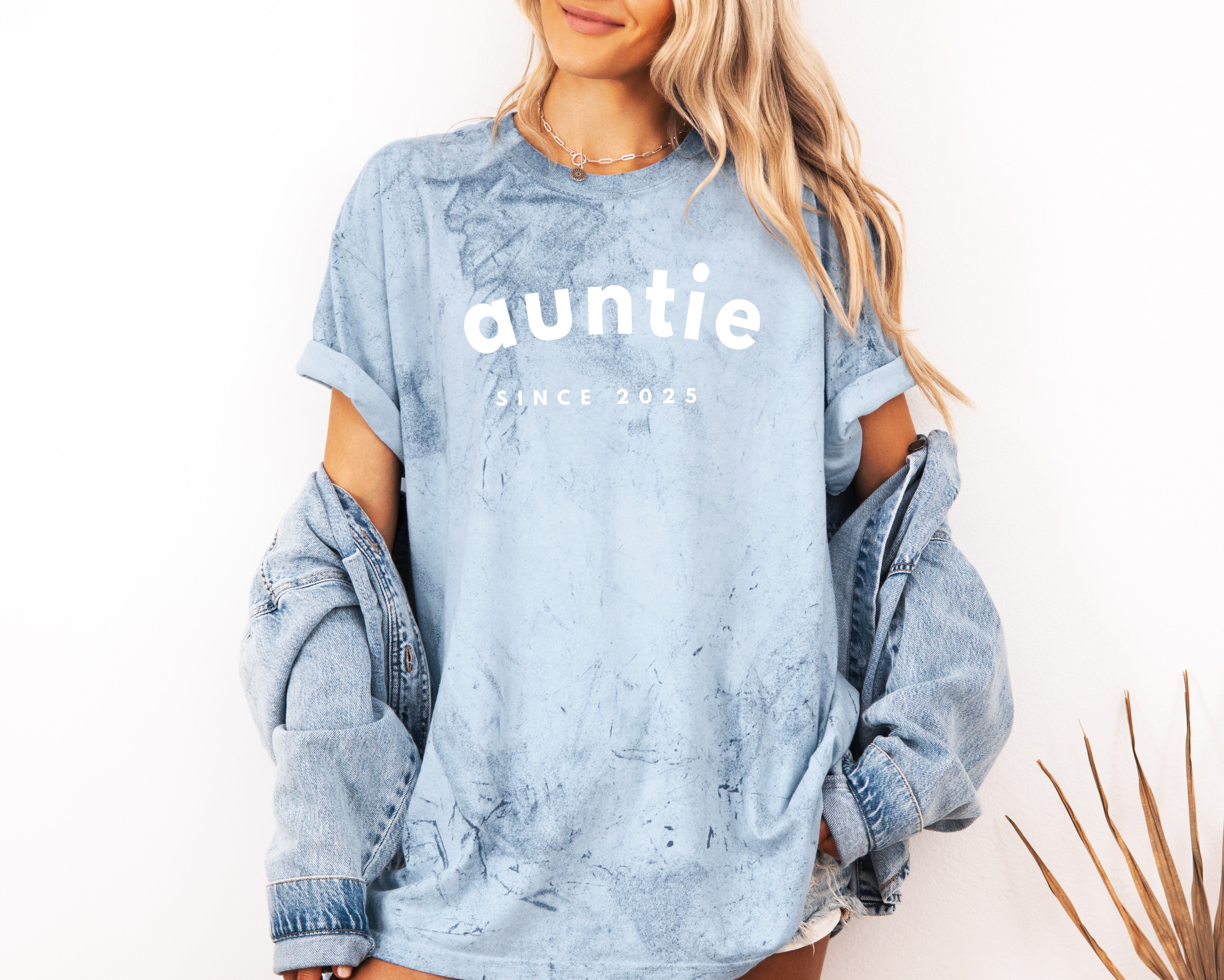 Aunt Personalized Est Year Comfort Colors Graphic Tees (Sportan Font)
