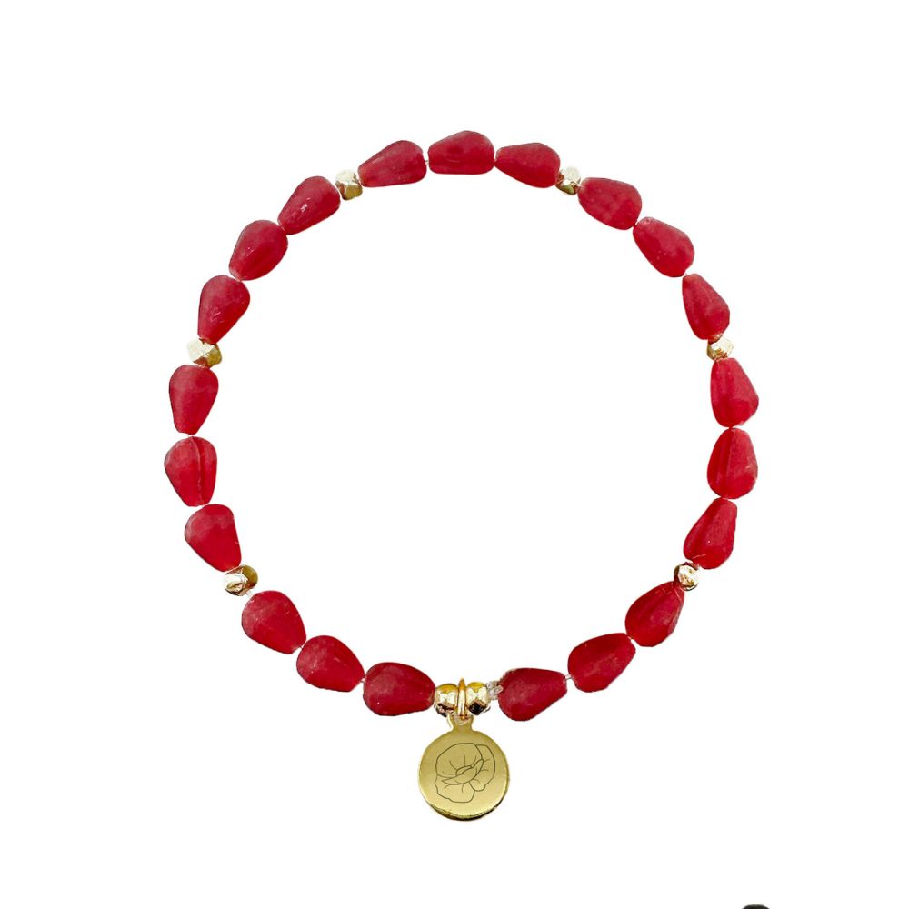 Birth Month Flower Glass Bead Bracelet