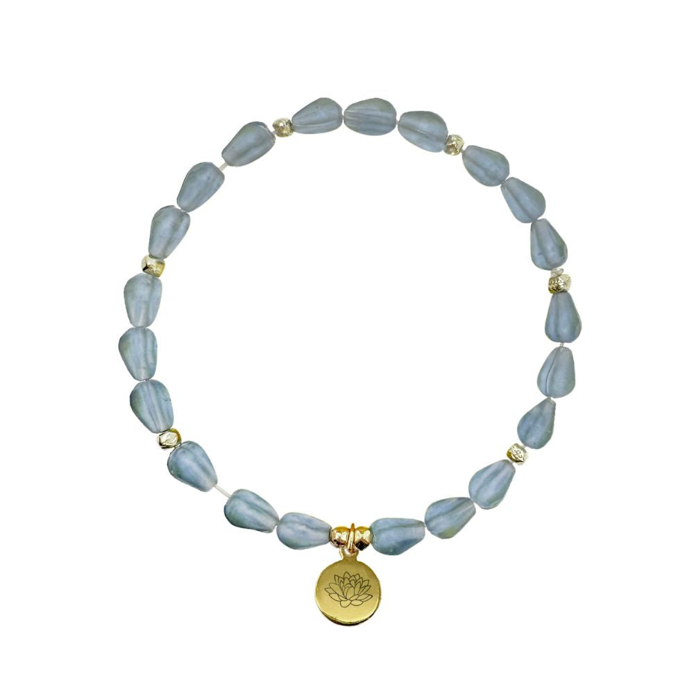 Birth Month Flower Glass Bead Bracelet