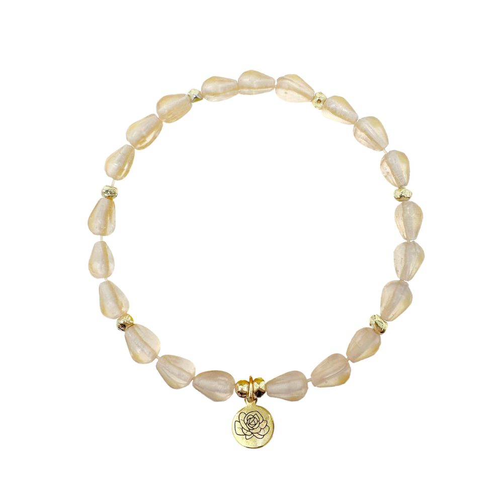 Birth Month Flower Glass Bead Bracelet