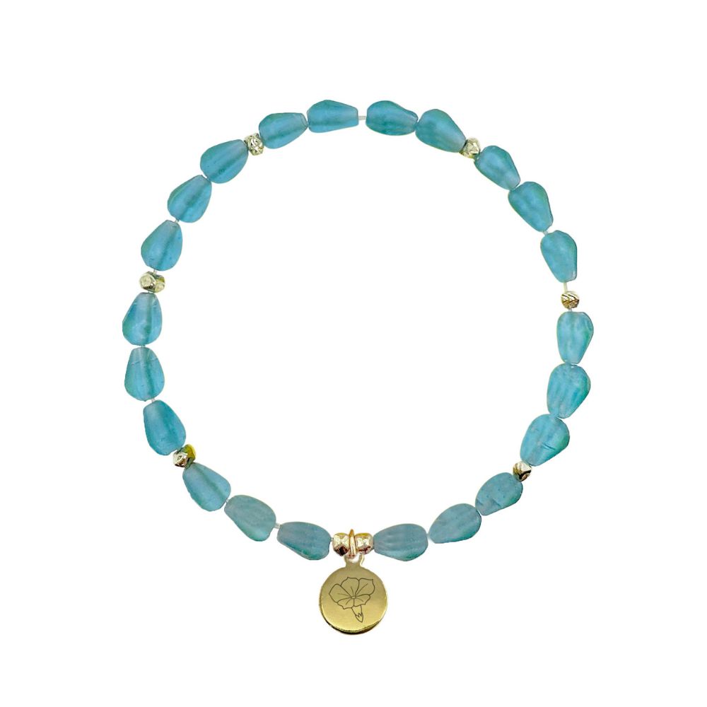 Birth Month Flower Glass Bead Bracelet