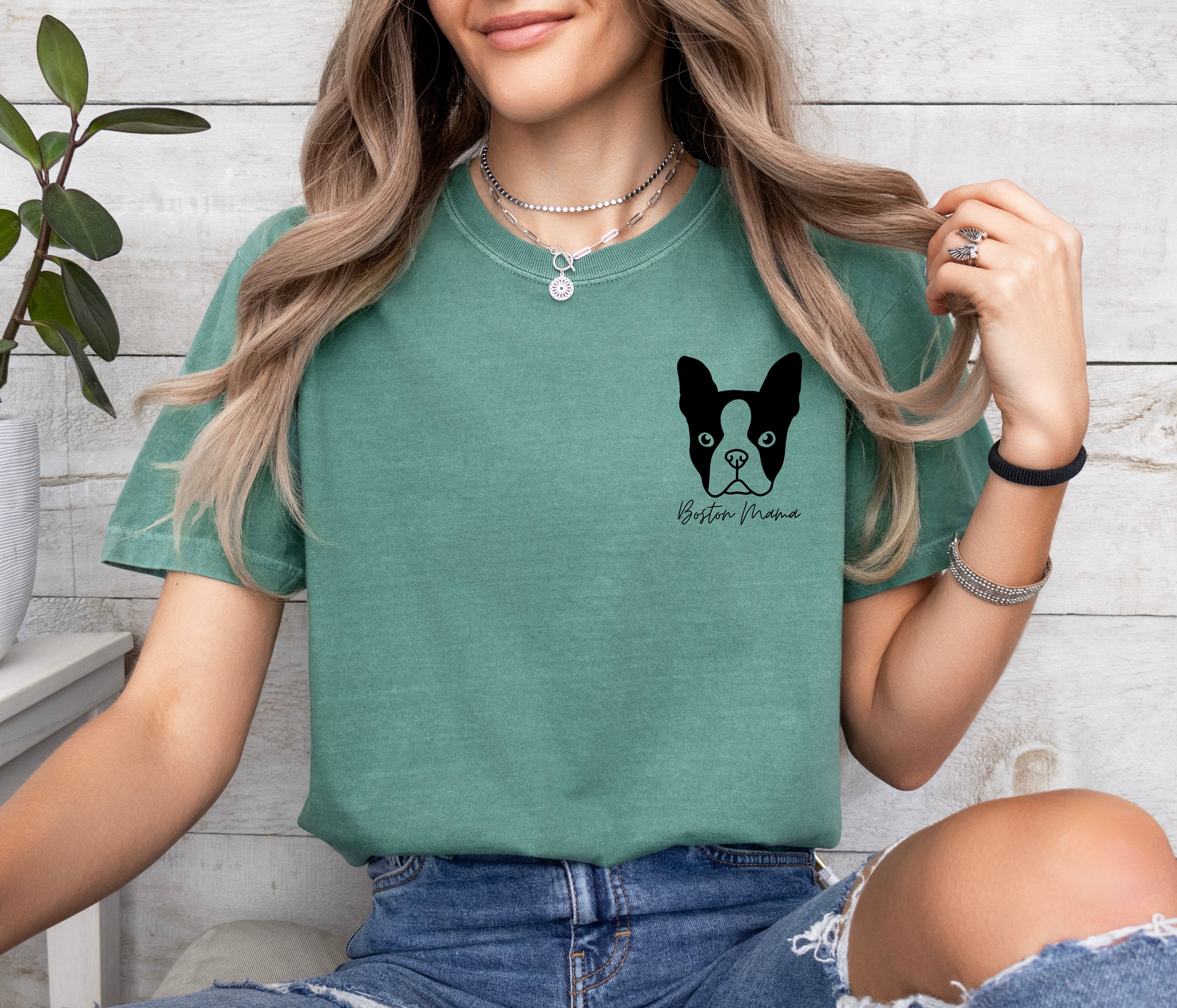 Boston Terrier Dog Mom Comfort Colors T Shirt
