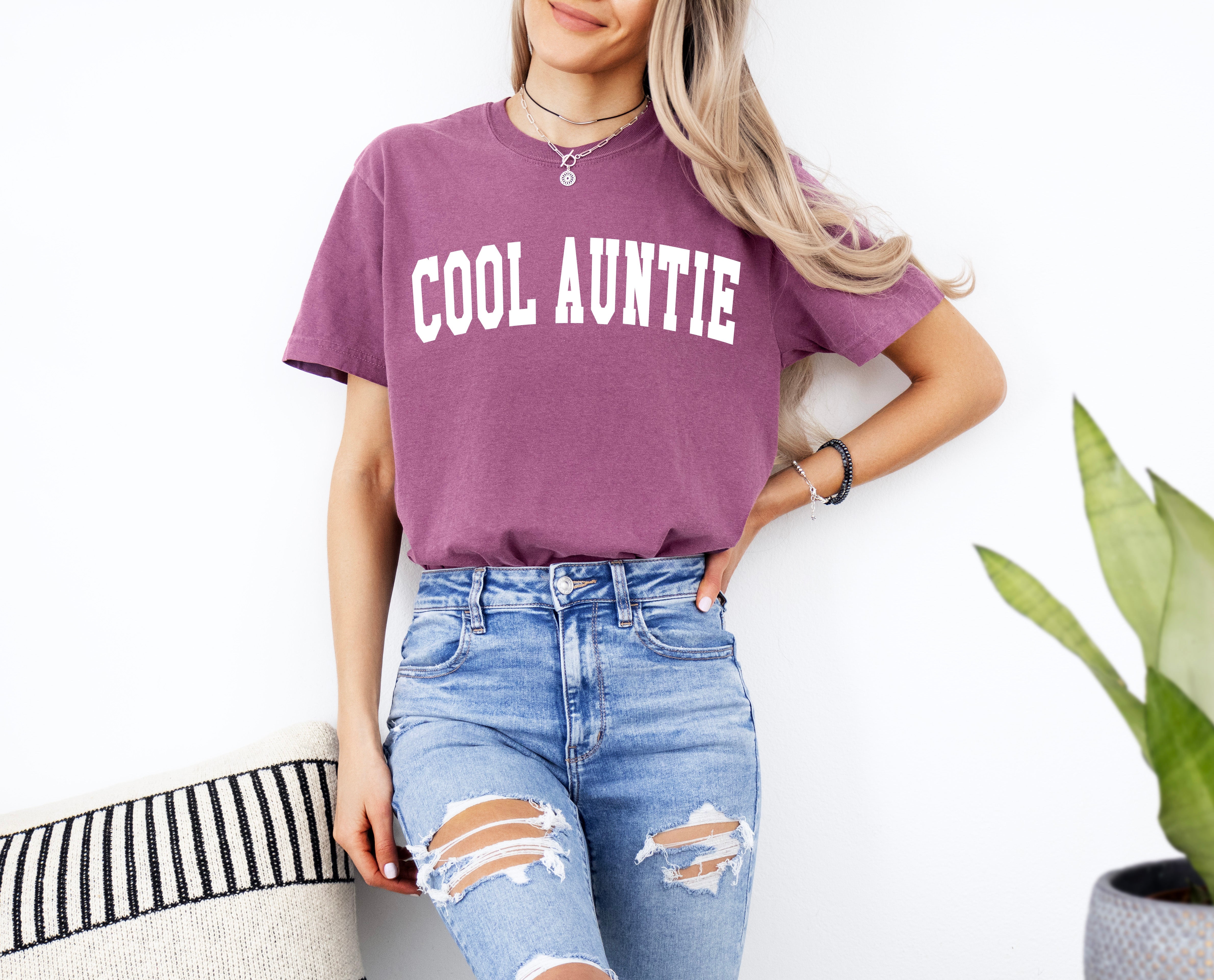 Cool Auntie Comfort Colors Graphic Tees (High School Font)