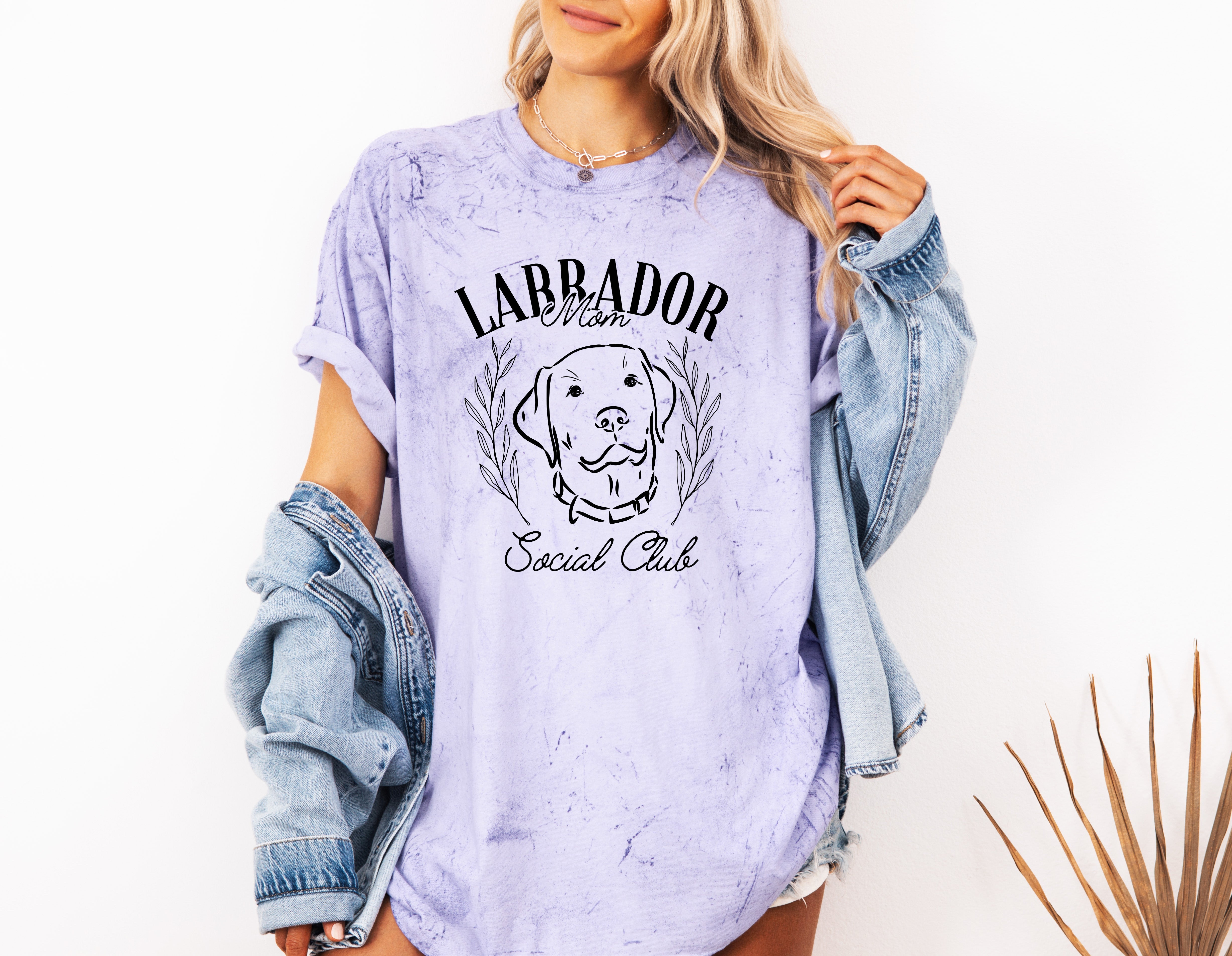 Labrador Mom Social Club Retriever Dog Mom Garment dyed T Shirt