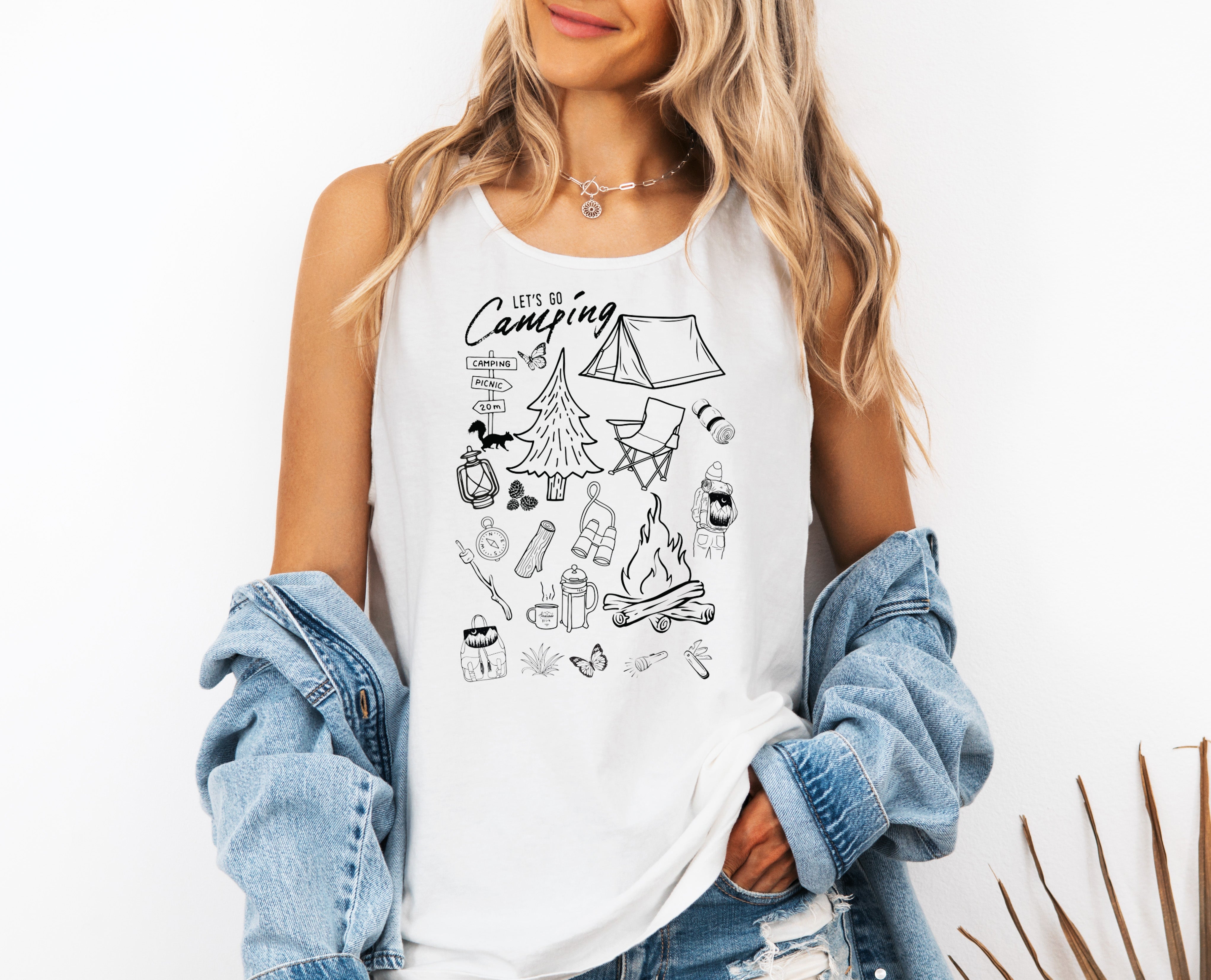 Camping Mountain Hiking Nature Comfort Colors Tank Top (sketches)