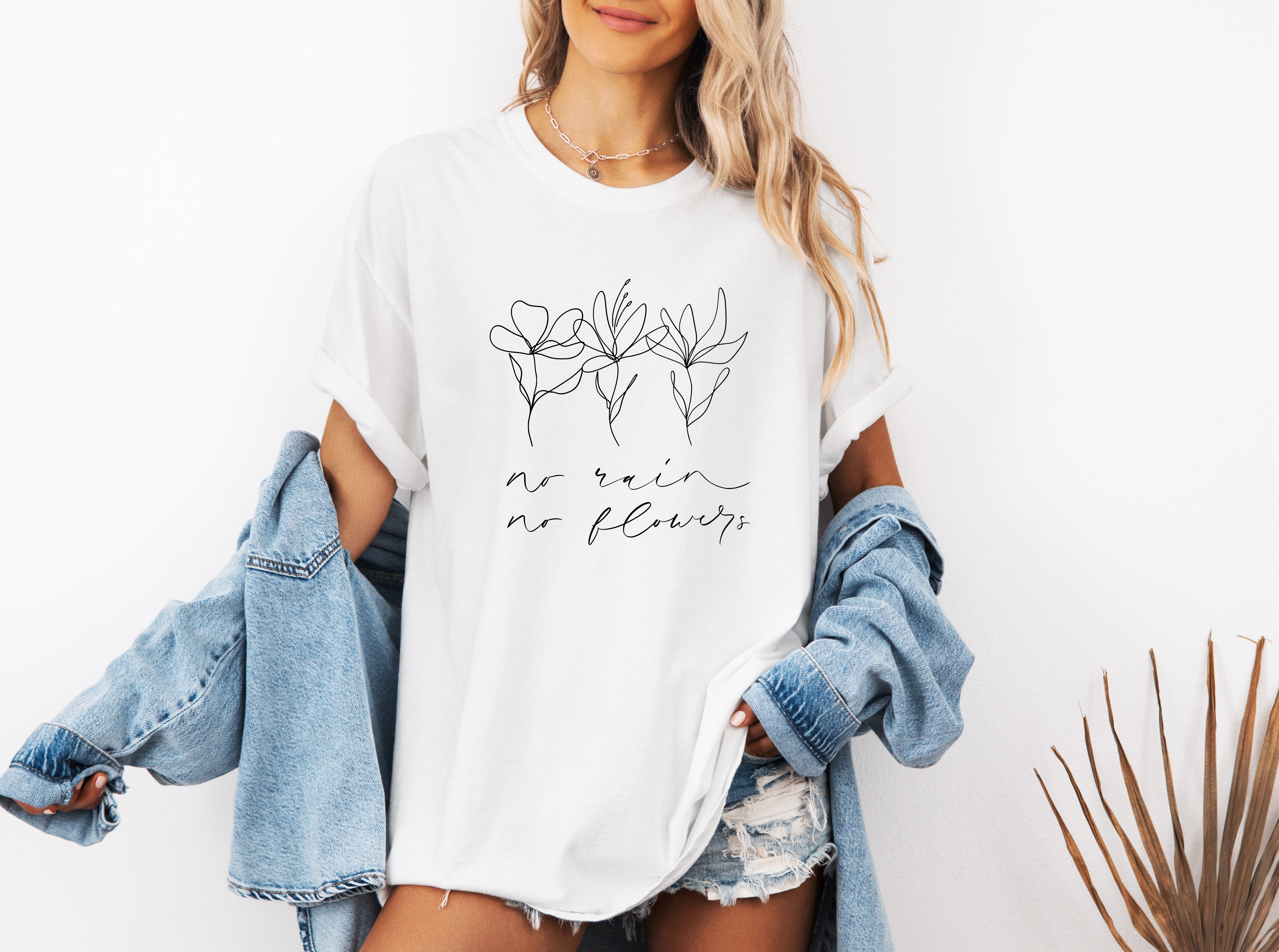 No rain No flowers Botanical wildflowers Garment Dyed T Shirt
