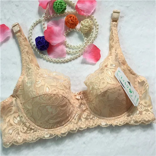 Top Women Underwear Sexy Push Up Bras 3/4 Cup Padded Lace Sheer Bra Cup B ONLY Women Bra