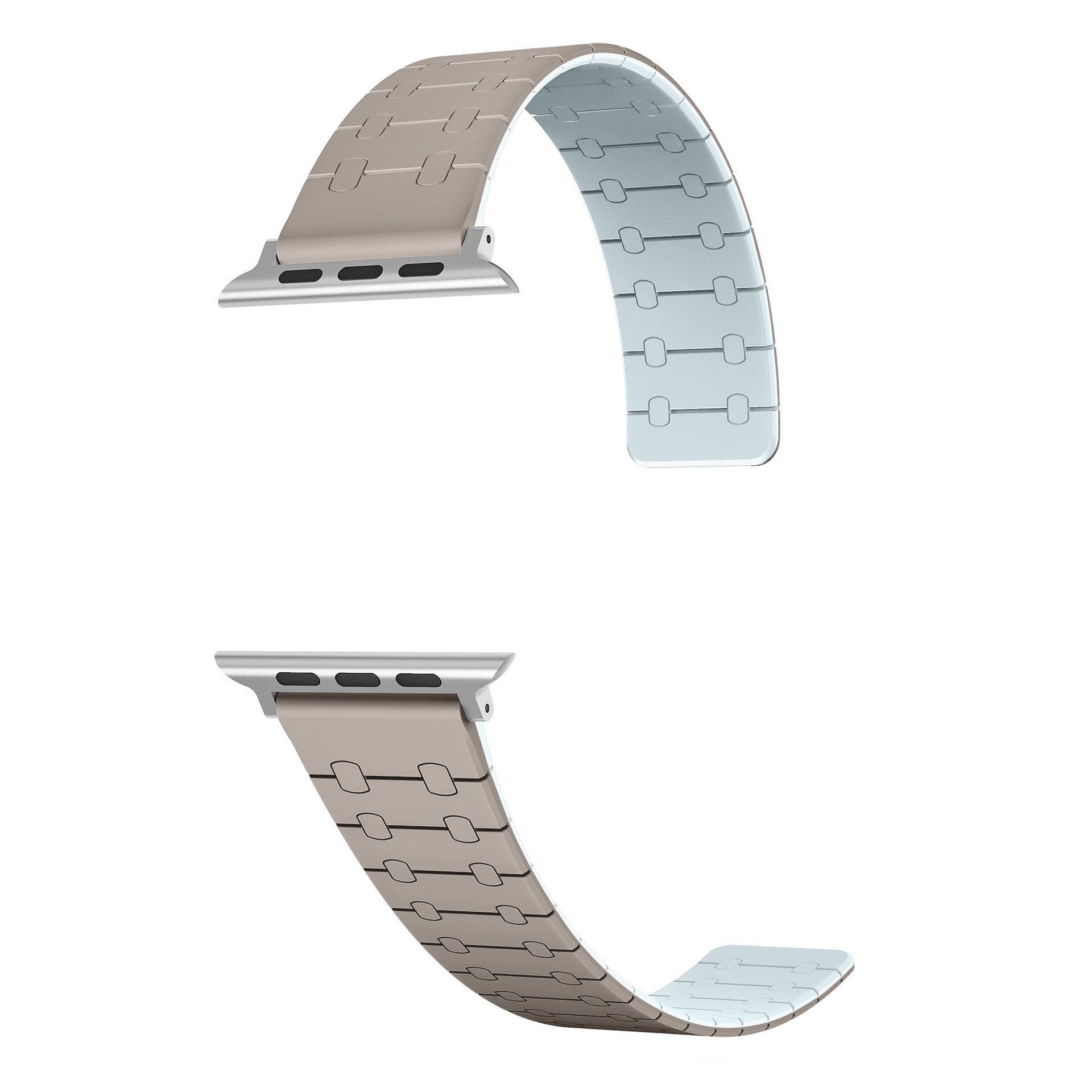 Color - blocking magnetic silicone apple watch strap