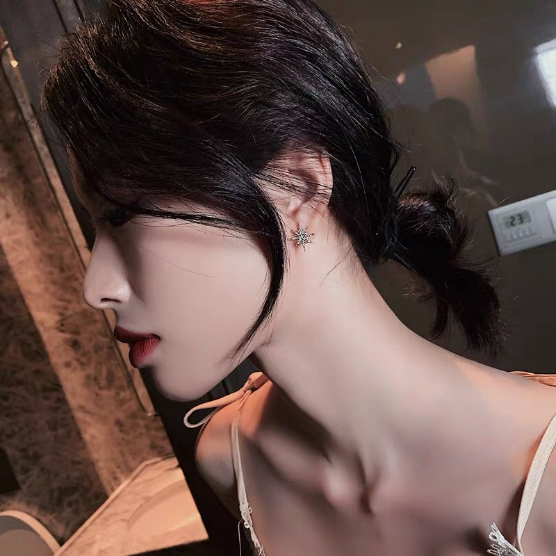 Asymmetrical Moon & Star Stud Earrings