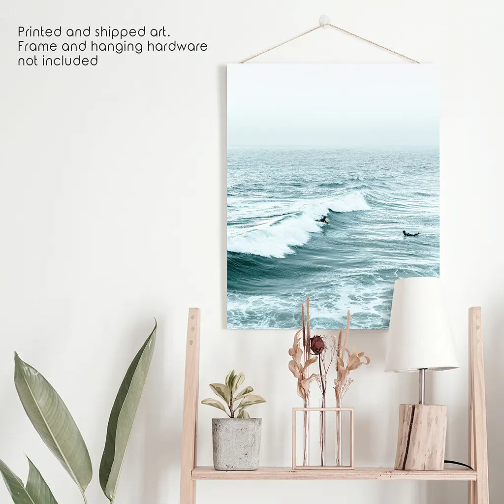 Large Blue Sea Waves. Surfing Themed Print