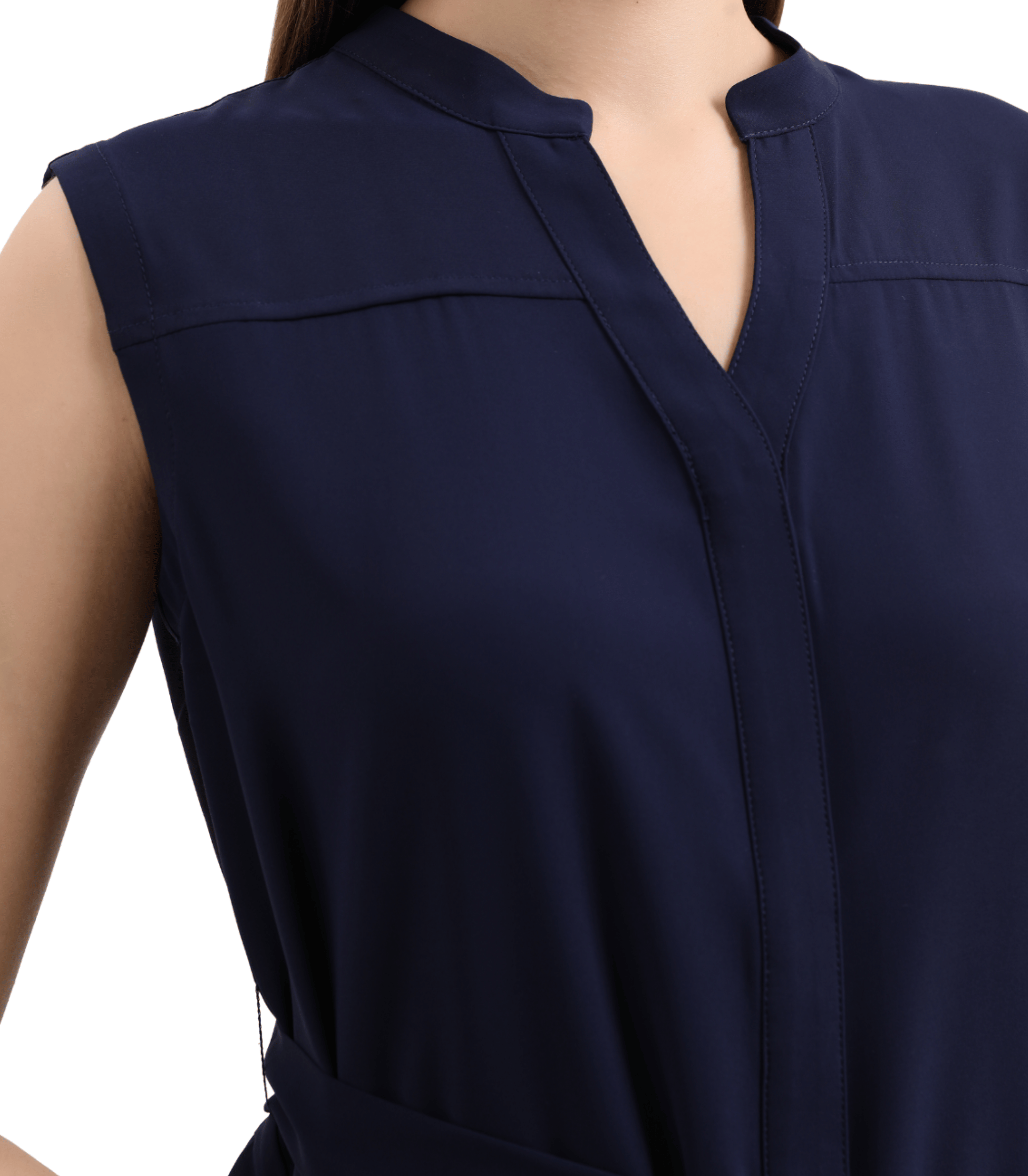 V-Neck Sleeveless Tie Front Maternity Blouse