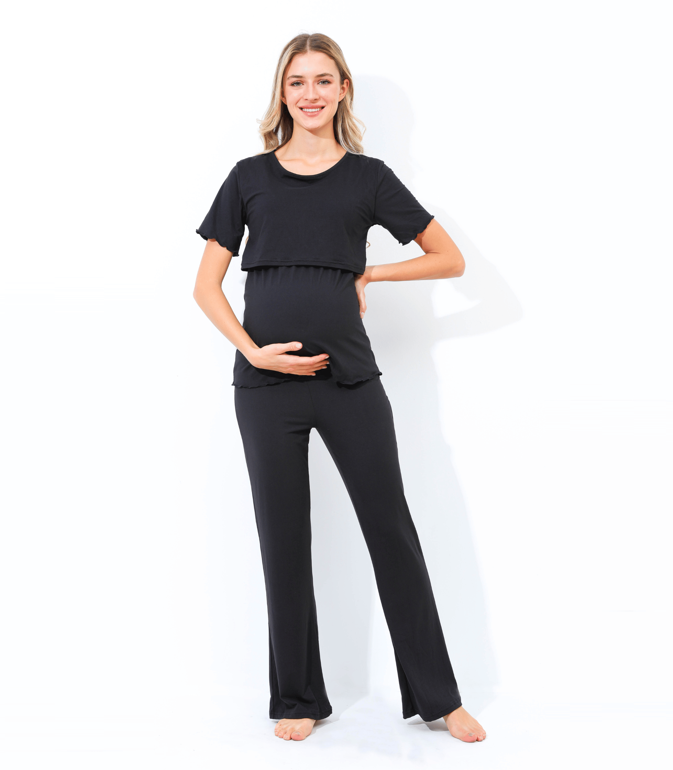 Bump Friendly Nursing Pajama Set Colored