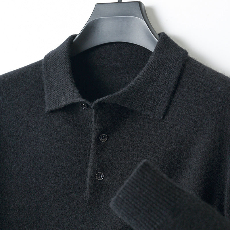 Men's Woolen Sweater Polo Collar Sweater Pullover