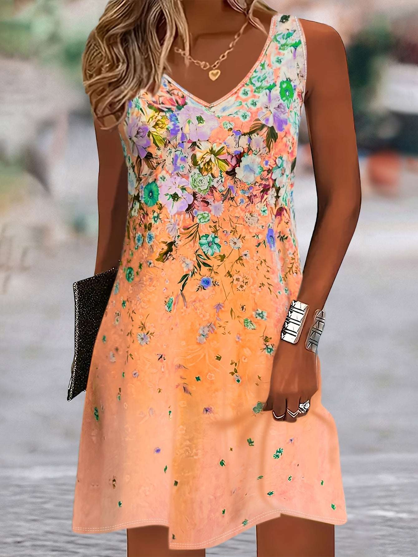Summer Sleeveless Floral Print Dress Women