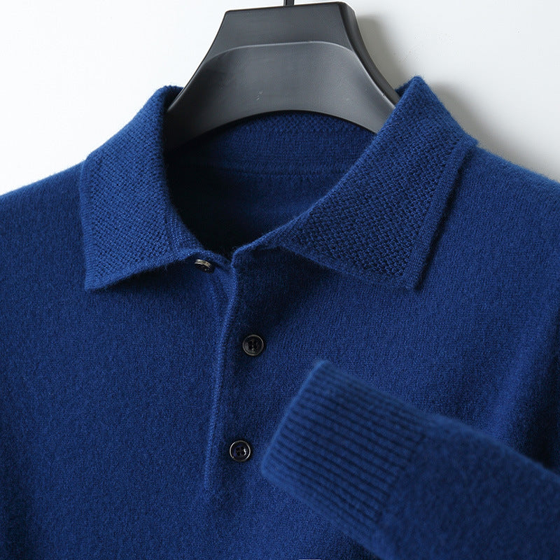 Men's Woolen Sweater Polo Collar Sweater Pullover