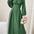 Stunning Textured Cross Tie Lantern Sleeve Midi Dress