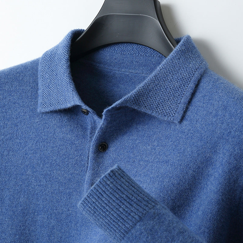 Men's Woolen Sweater Polo Collar Sweater Pullover