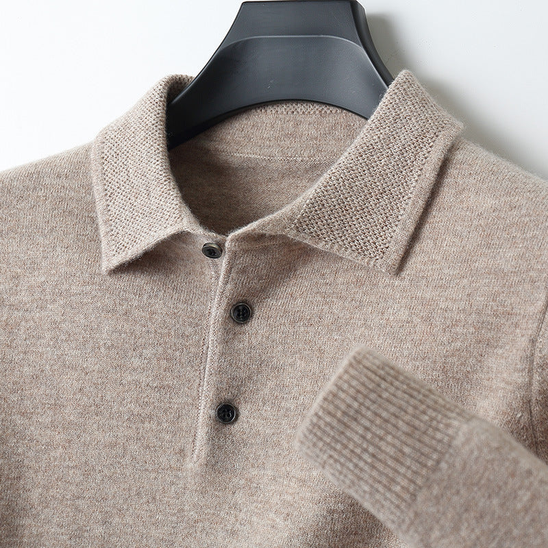 Men's Woolen Sweater Polo Collar Sweater Pullover