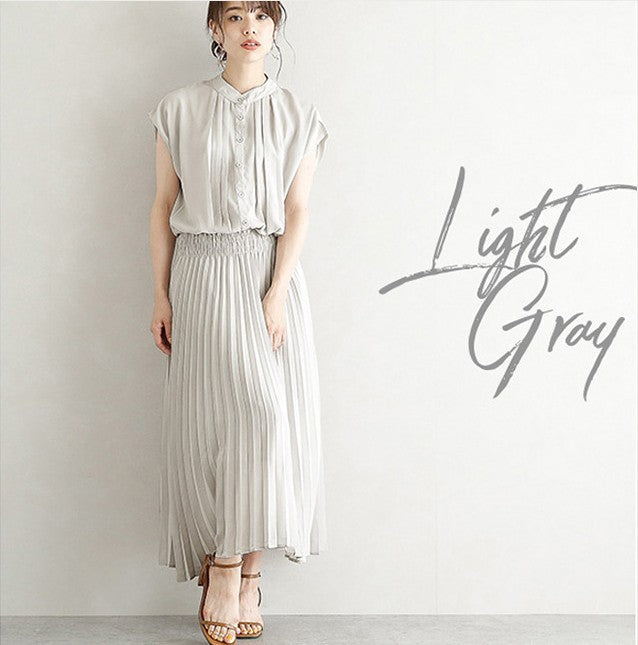 New Elegant Japanese Style Dress Comfortable Waist Trimming Short-sleeved Chiffon Dress Women