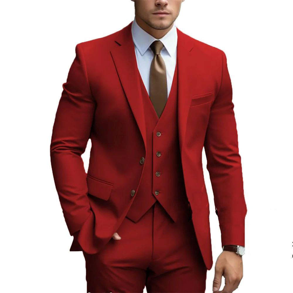 Business Casual Men's Three-piece Suit For Bridegroom Men's Wedding