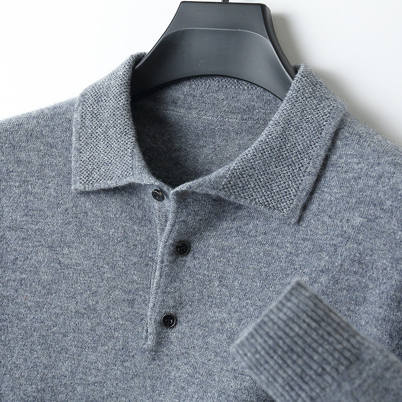 Men's Woolen Sweater Polo Collar Sweater Pullover