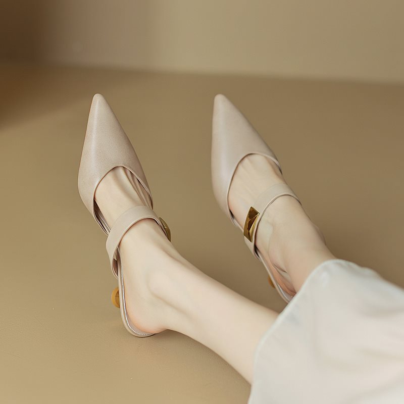 Casual Pointed-toe Mules Shoes High Heel Toe Box Half Slippers