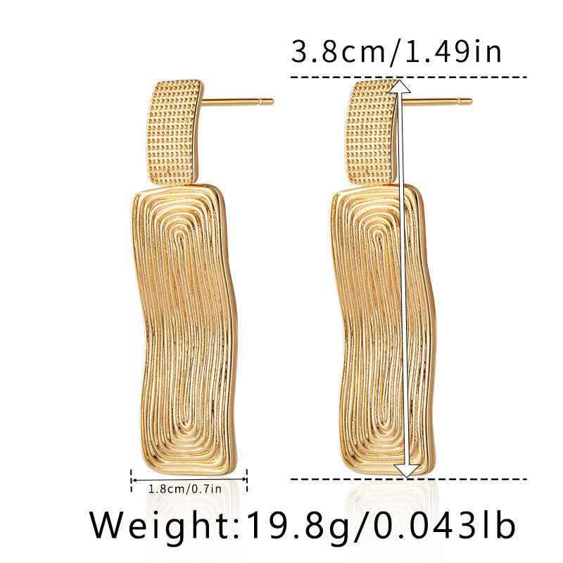 Color Retention Copper Plating 18K Real Gold Overlapping Design Double Layers Loving Heart Earrings